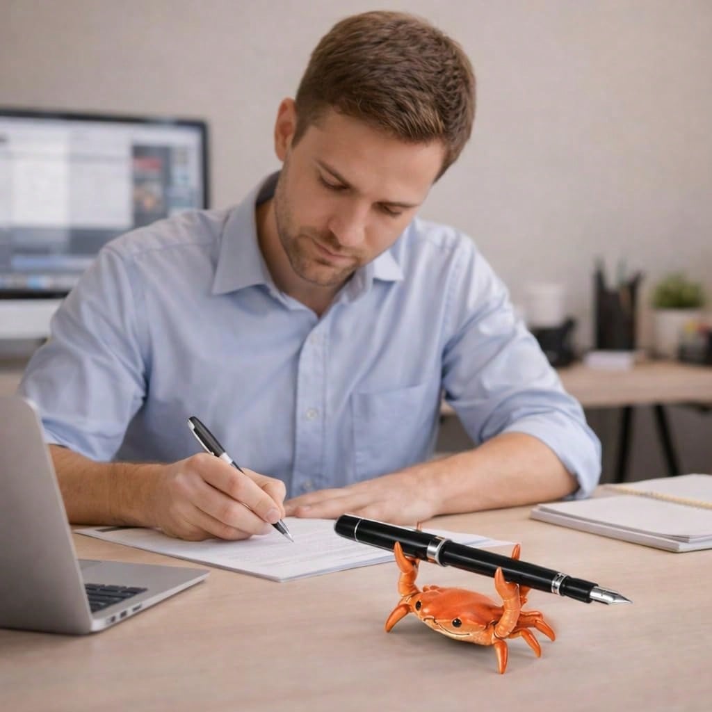 Office Table Accessories Unique - 1Pcs Crab Pen Holder for Desk,Resin