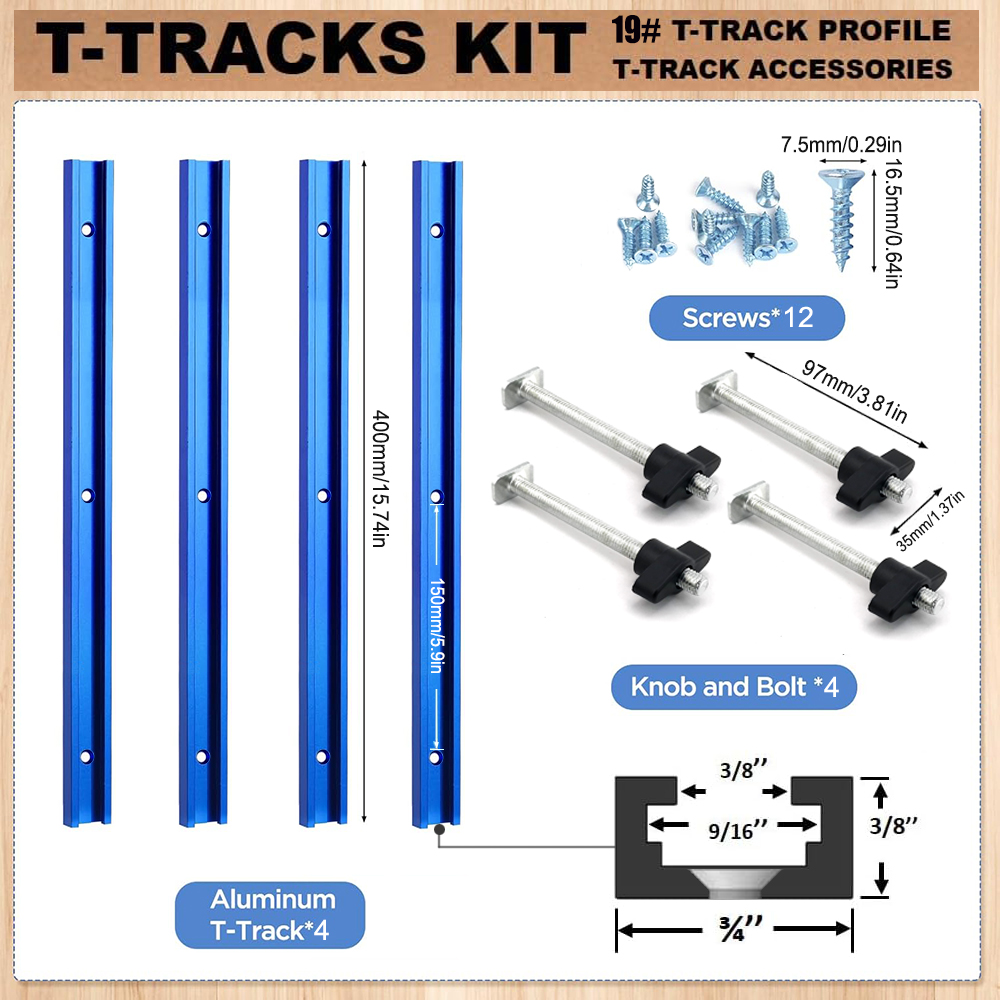 Tablet Accessory - Woodworking 19# T-track Kit and Accessories