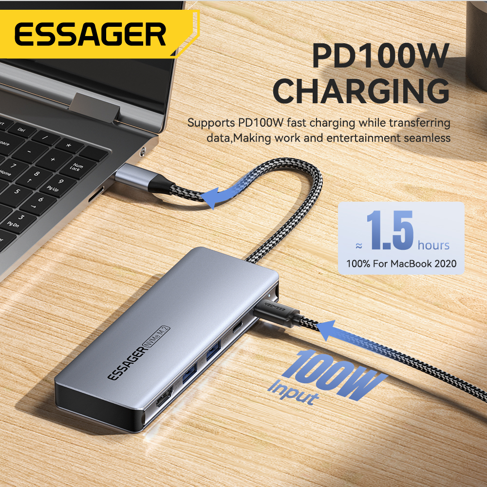 Essager USB C Hub With M.2 SSD - đánh giá và giá Hdmi Adapter Tablet