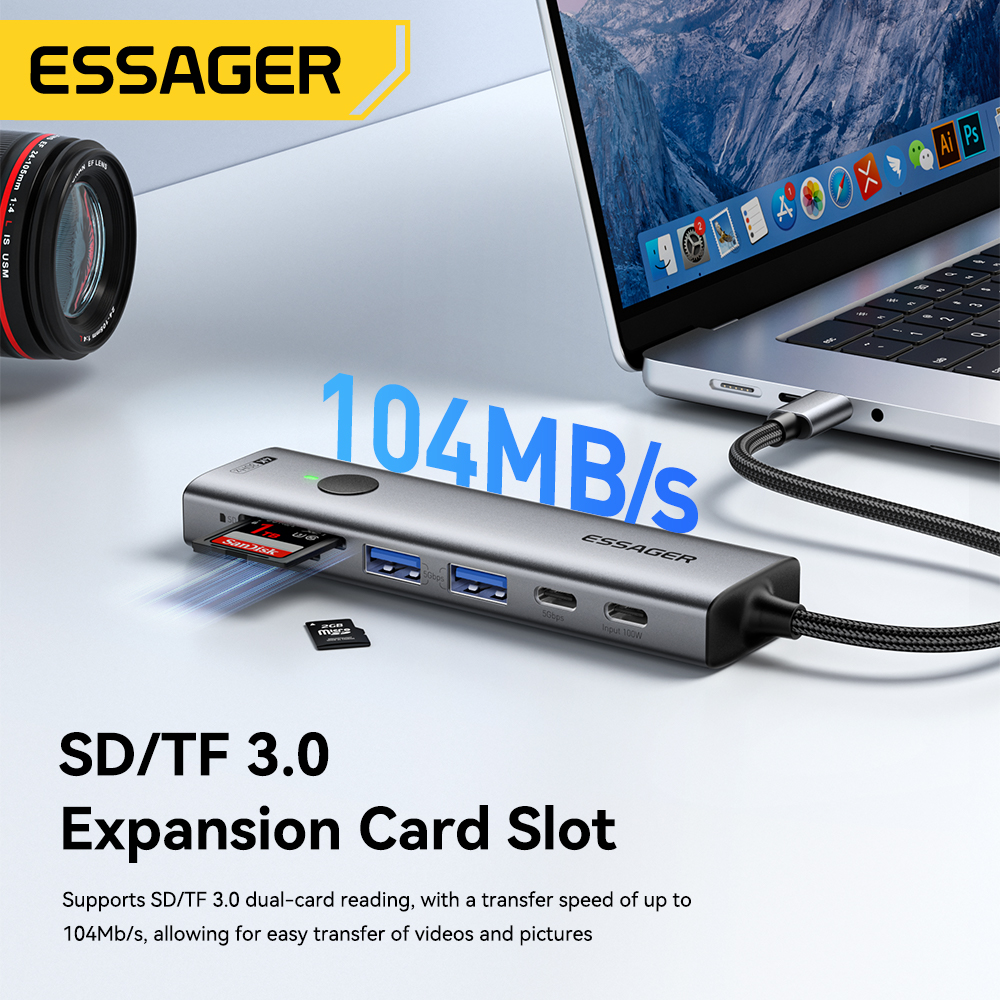 Essager USB C HUB 4K 7-in-1 Ty - đánh giá và giá Hdmi Adapter Tablet